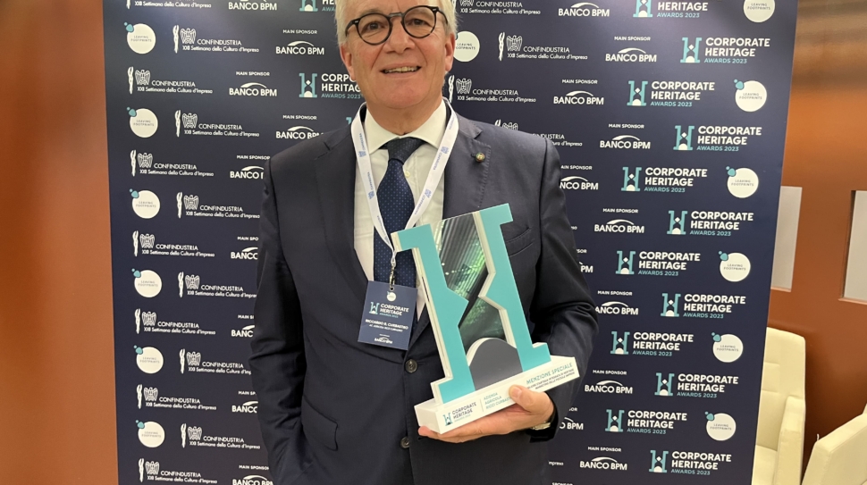 Riccardo Ricci Curbastro durante la premiazione del Corporate Heritage Awards 2023
